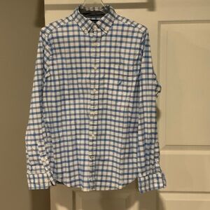 Nautica Blue and White Plaid Men's Shirt